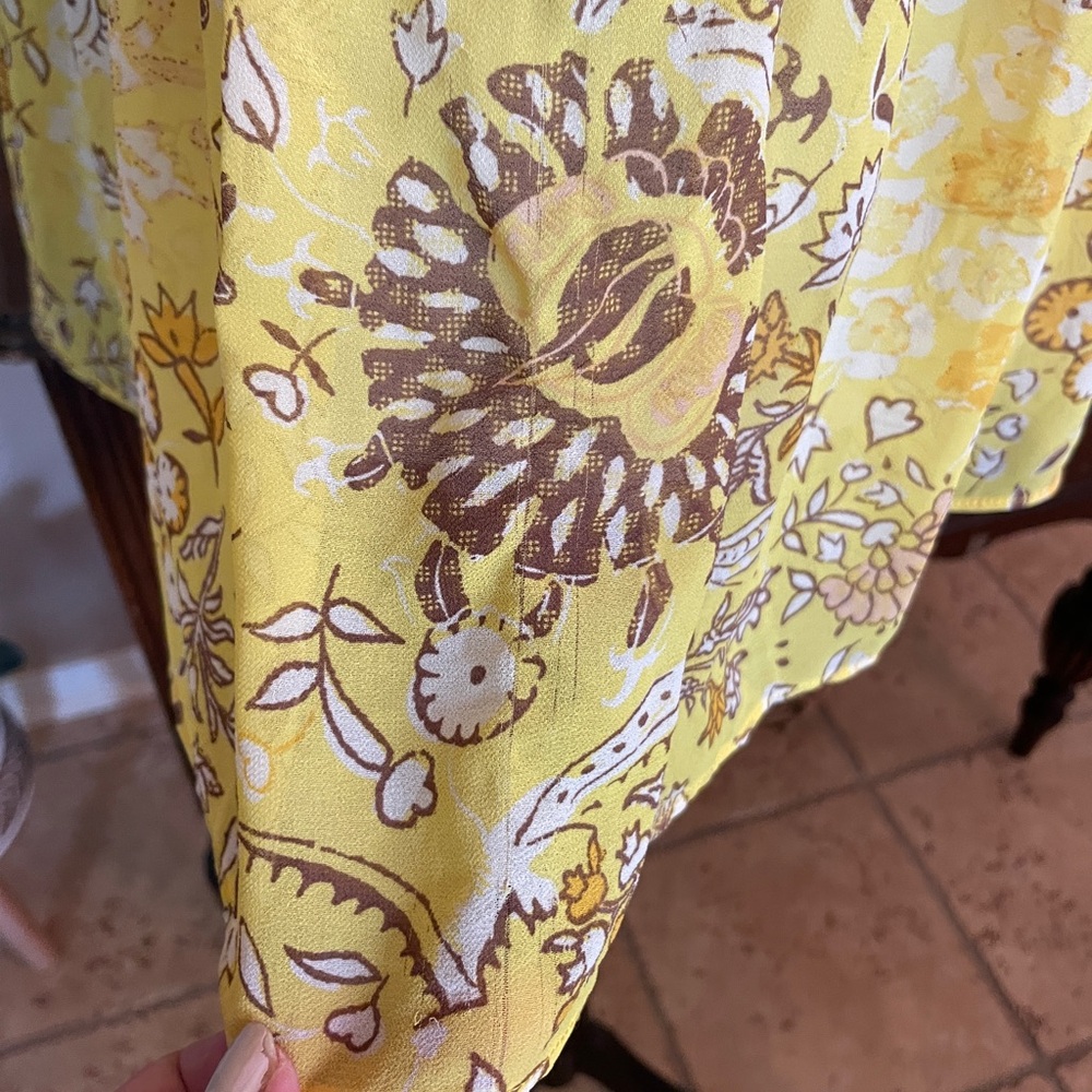 Marc New York Floral Yellow Ruffle & Rick Rack Women's Top - Picture 5 of 16